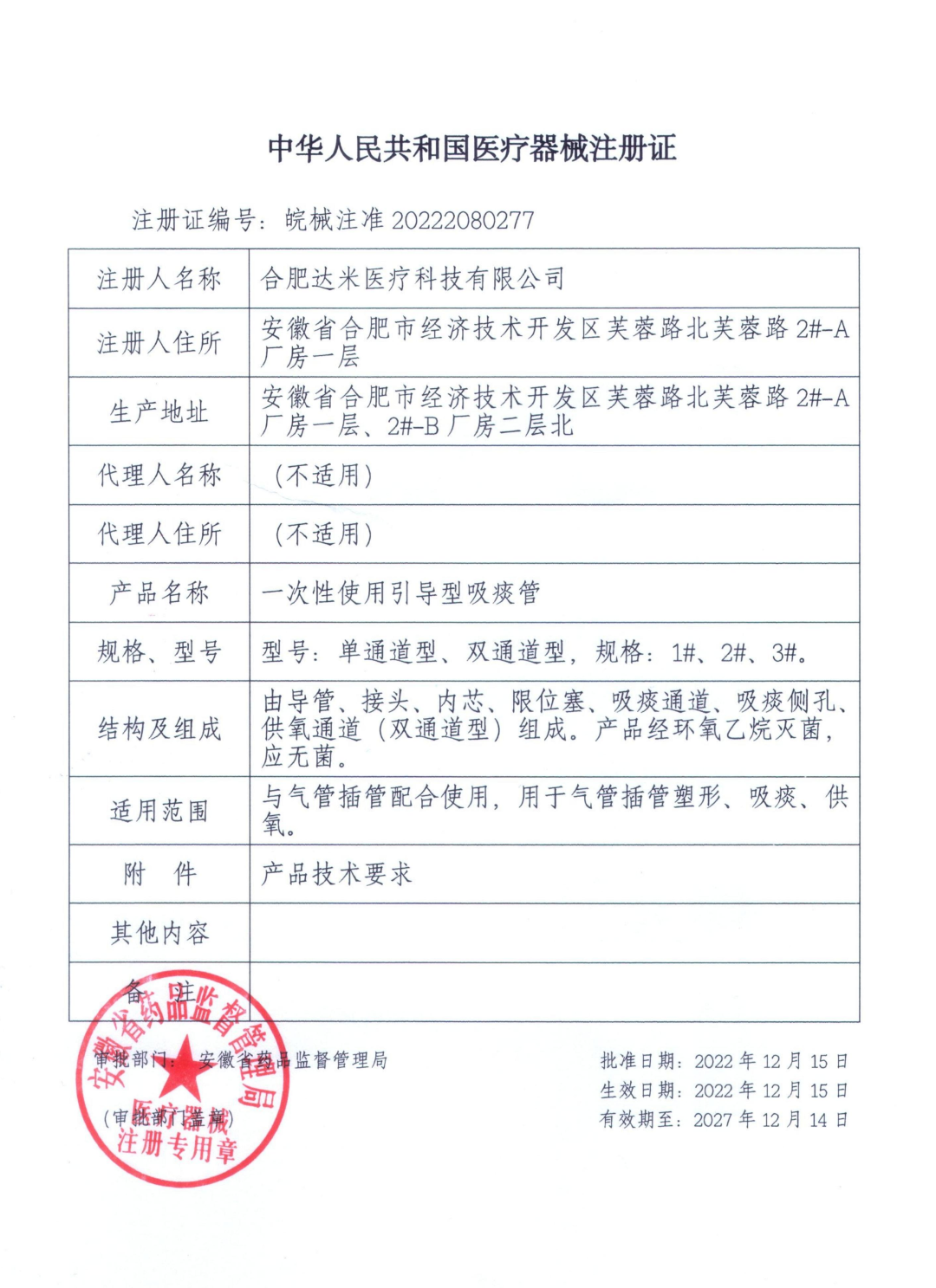 熱烈祝賀|達米醫(yī)療取得引導(dǎo)型吸痰管二類醫(yī)療器械注冊證！